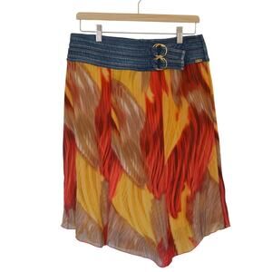 St John Sport Denim Silk Y2K Style Skirt Size Medium